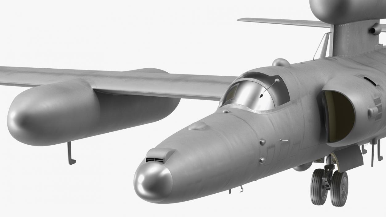 3D model Grey Reconnaissance Aircraft Simple Interior Rigged for Cinema 4D