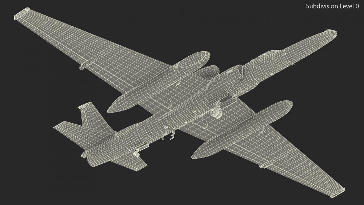 3D model Grey Reconnaissance Aircraft Simple Interior Rigged for Cinema 4D