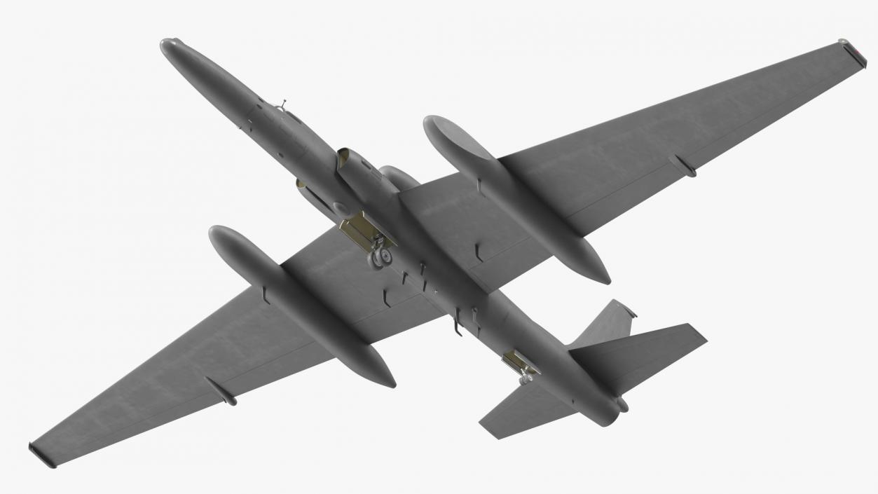 3D model Grey Reconnaissance Aircraft Simple Interior Rigged for Cinema 4D