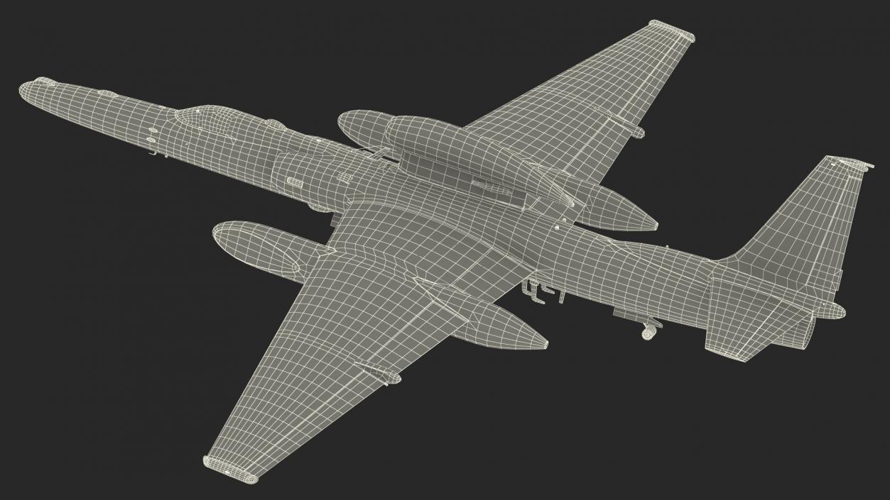 3D model Grey Reconnaissance Aircraft Simple Interior Rigged for Cinema 4D