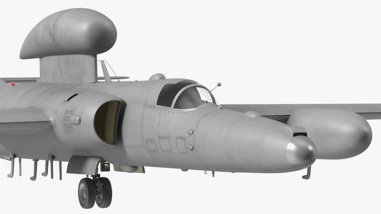 3D model Grey Reconnaissance Aircraft Simple Interior Rigged for Cinema 4D