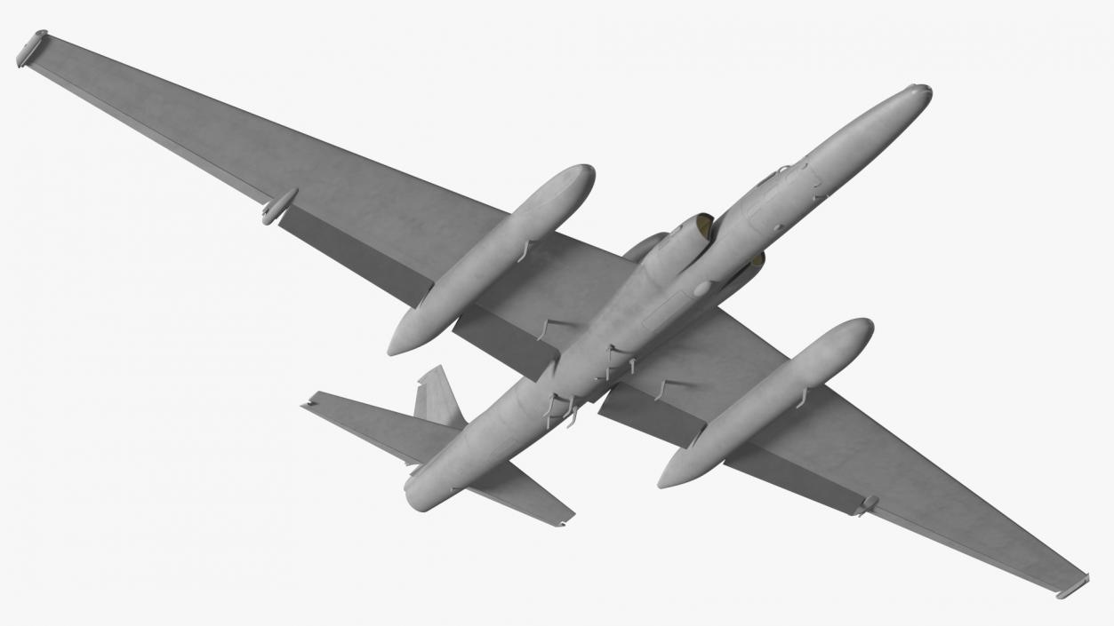 3D model Grey Reconnaissance Aircraft Simple Interior Rigged for Cinema 4D