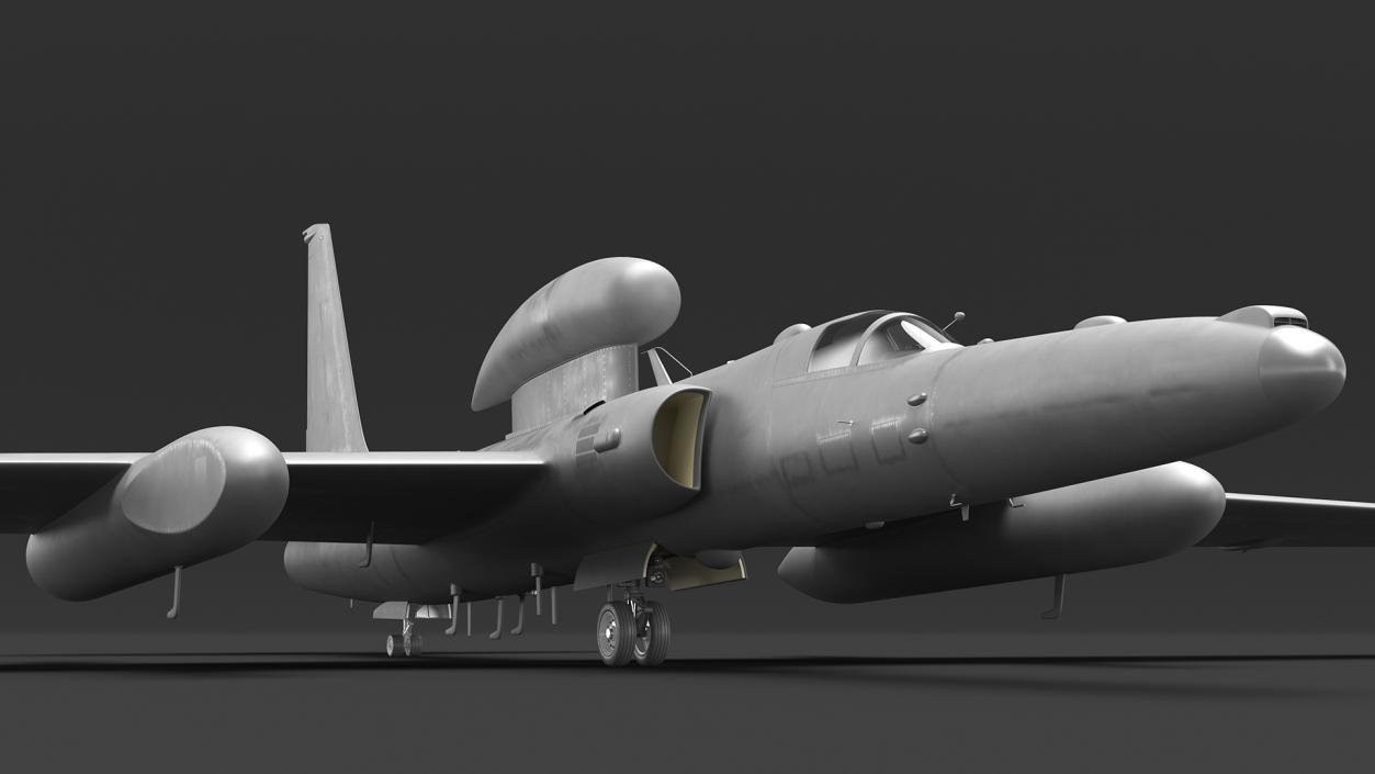 3D model Grey Reconnaissance Aircraft Simple Interior Rigged for Cinema 4D