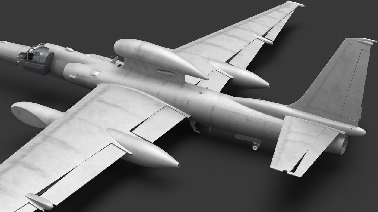 3D model Grey Reconnaissance Aircraft Simple Interior Rigged for Cinema 4D