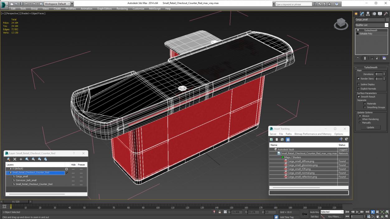 3D Small Retail Checkout Counter Red model