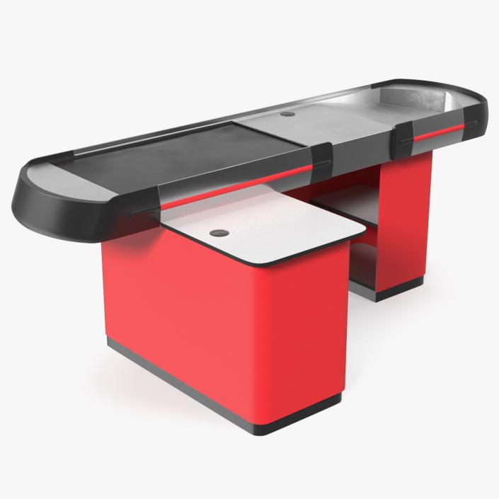 3D Small Retail Checkout Counter Red model