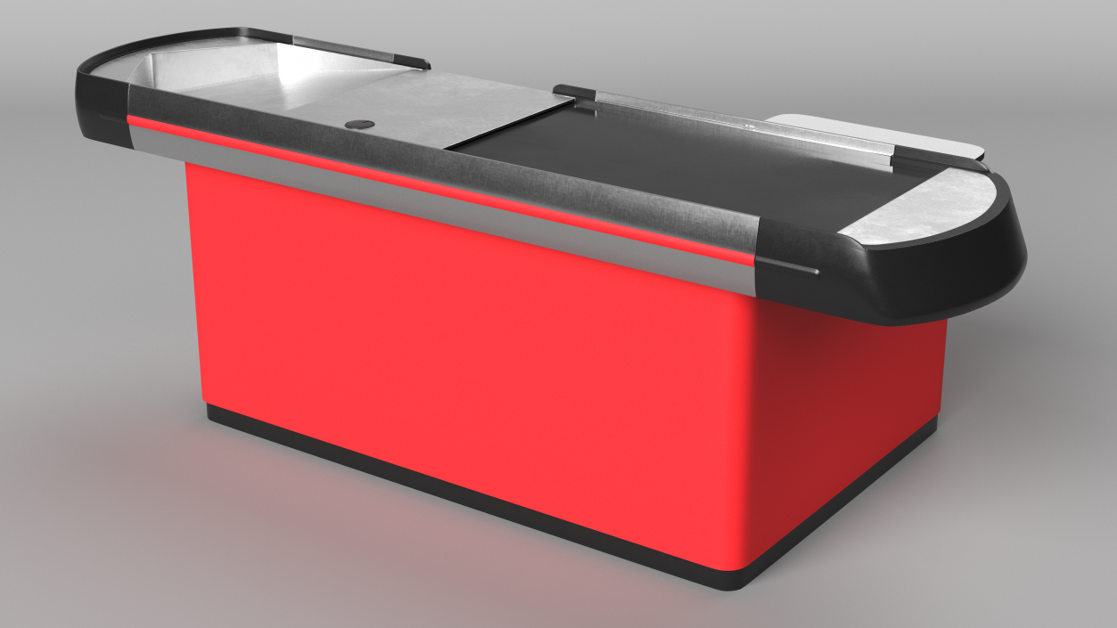 3D Small Retail Checkout Counter Red model