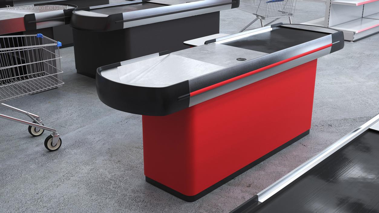 3D Small Retail Checkout Counter Red model