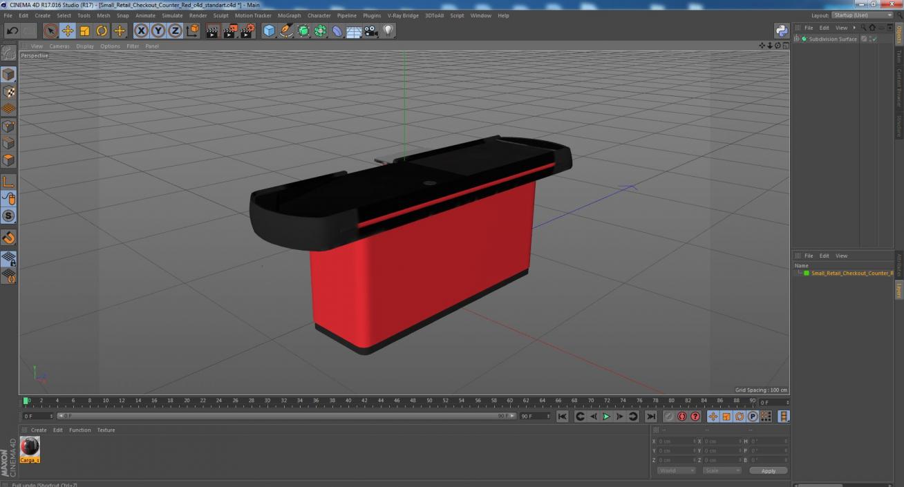 3D Small Retail Checkout Counter Red model