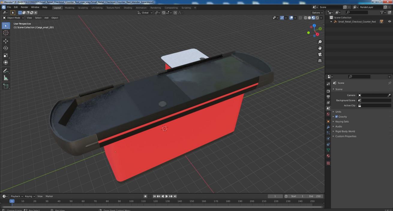 3D Small Retail Checkout Counter Red model