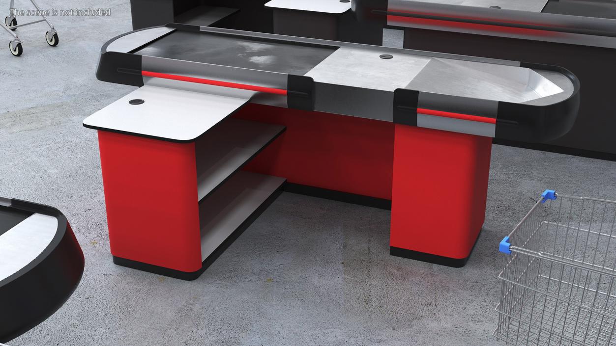 3D Small Retail Checkout Counter Red model