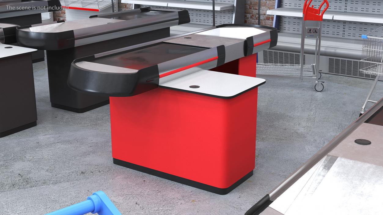 3D Small Retail Checkout Counter Red model