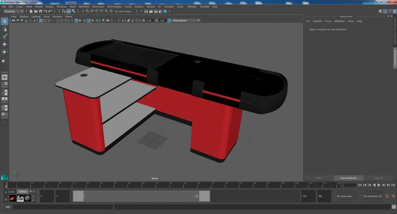 3D Small Retail Checkout Counter Red model