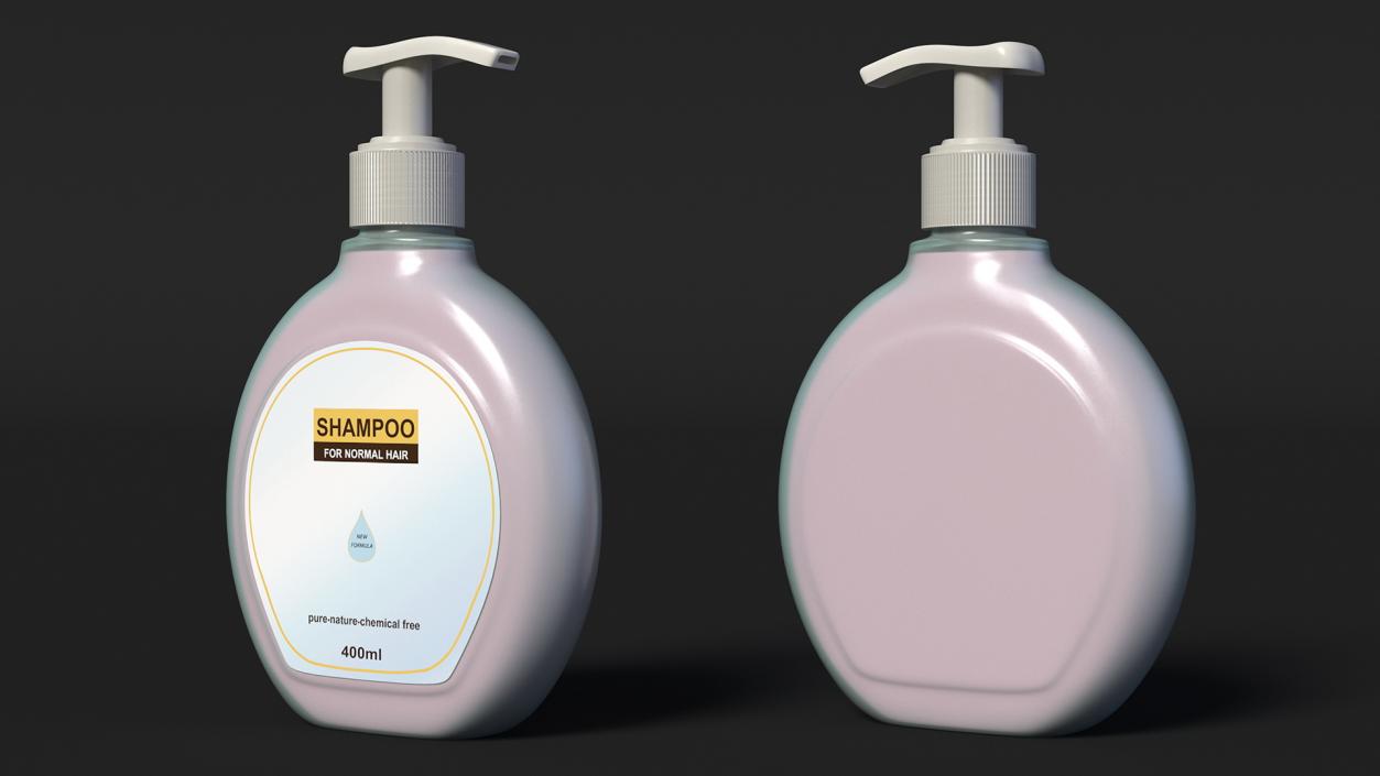 Shampoo Pump Bottle Round Shape 400ml 3D