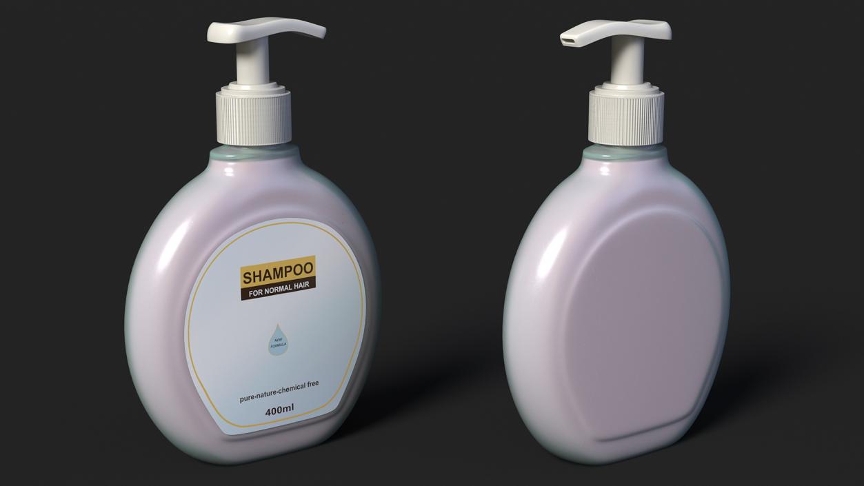 Shampoo Pump Bottle Round Shape 400ml 3D