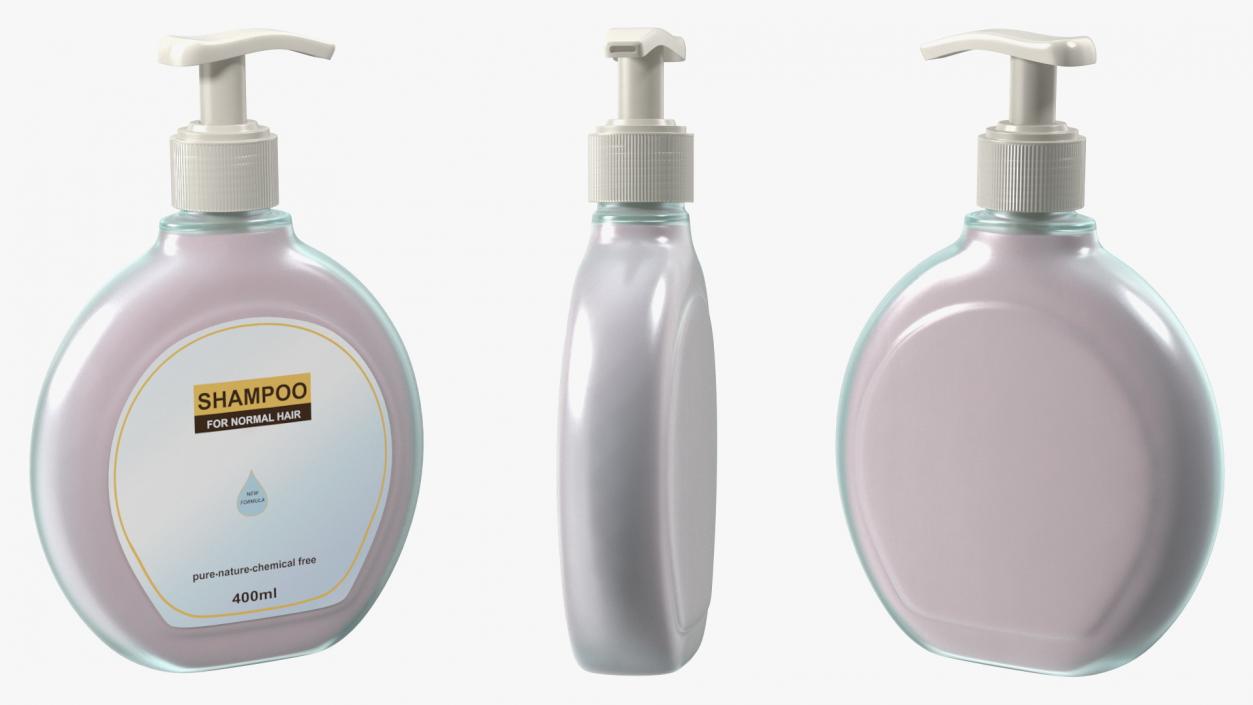 Shampoo Pump Bottle Round Shape 400ml 3D