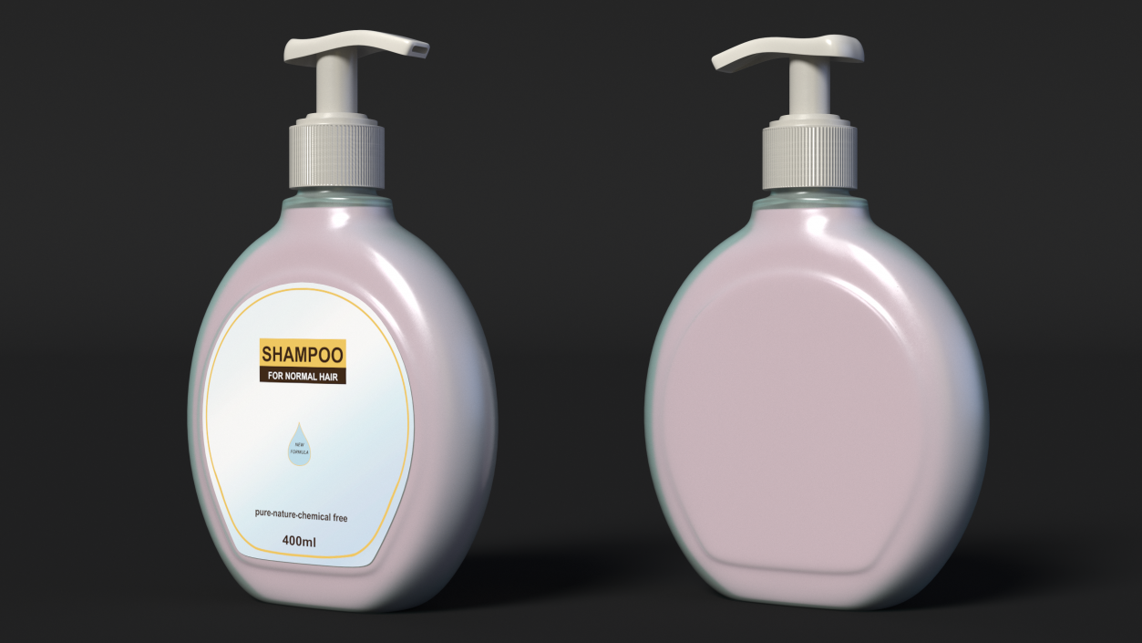 Shampoo Pump Bottle Round Shape 400ml 3D