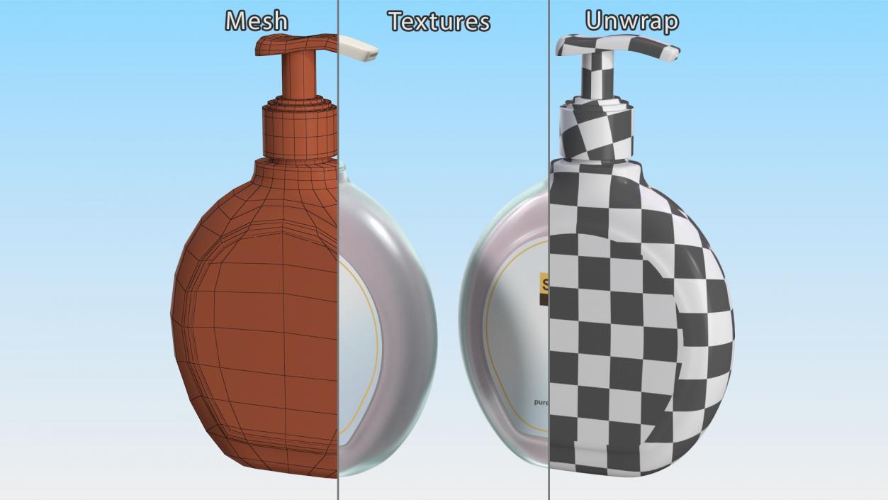 Shampoo Pump Bottle Round Shape 400ml 3D