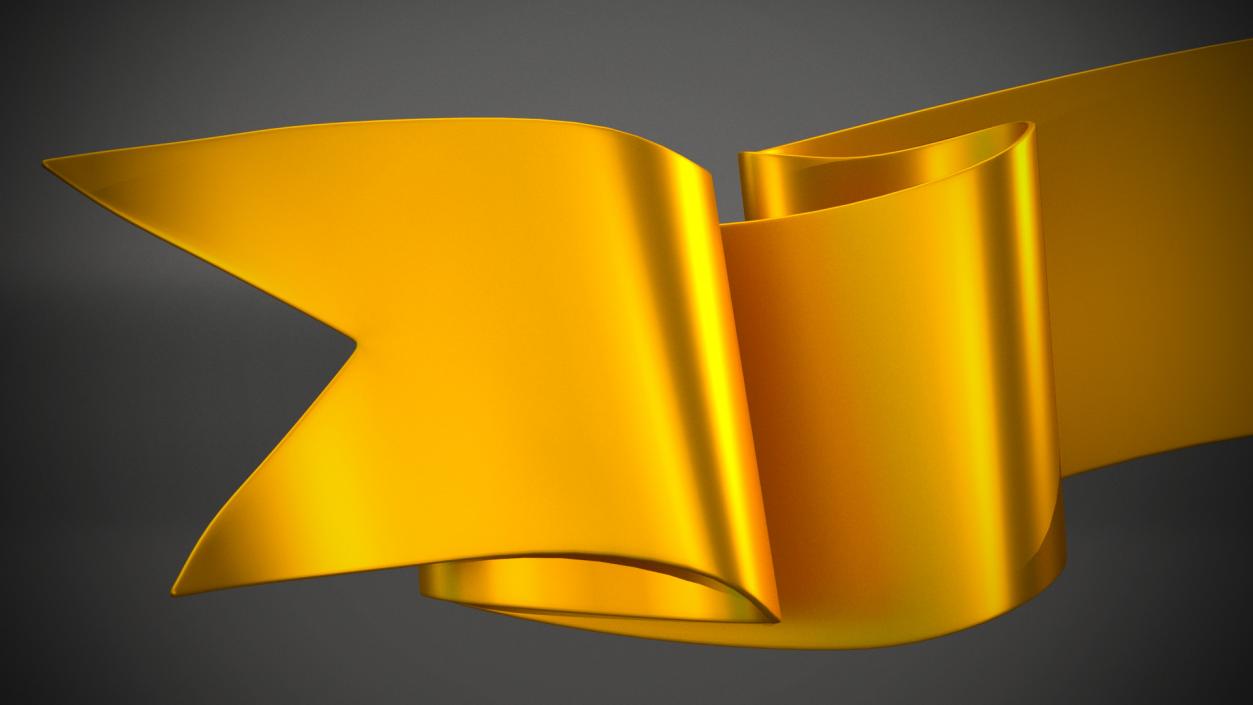 Ribbon Award Banner Gold 3D model