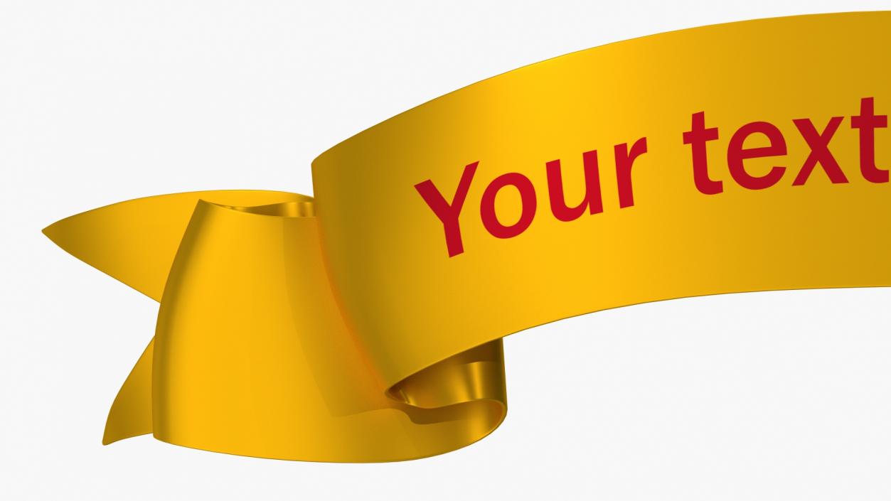 Ribbon Award Banner Gold 3D model