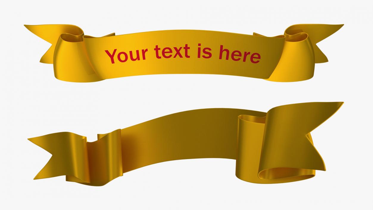 Ribbon Award Banner Gold 3D model