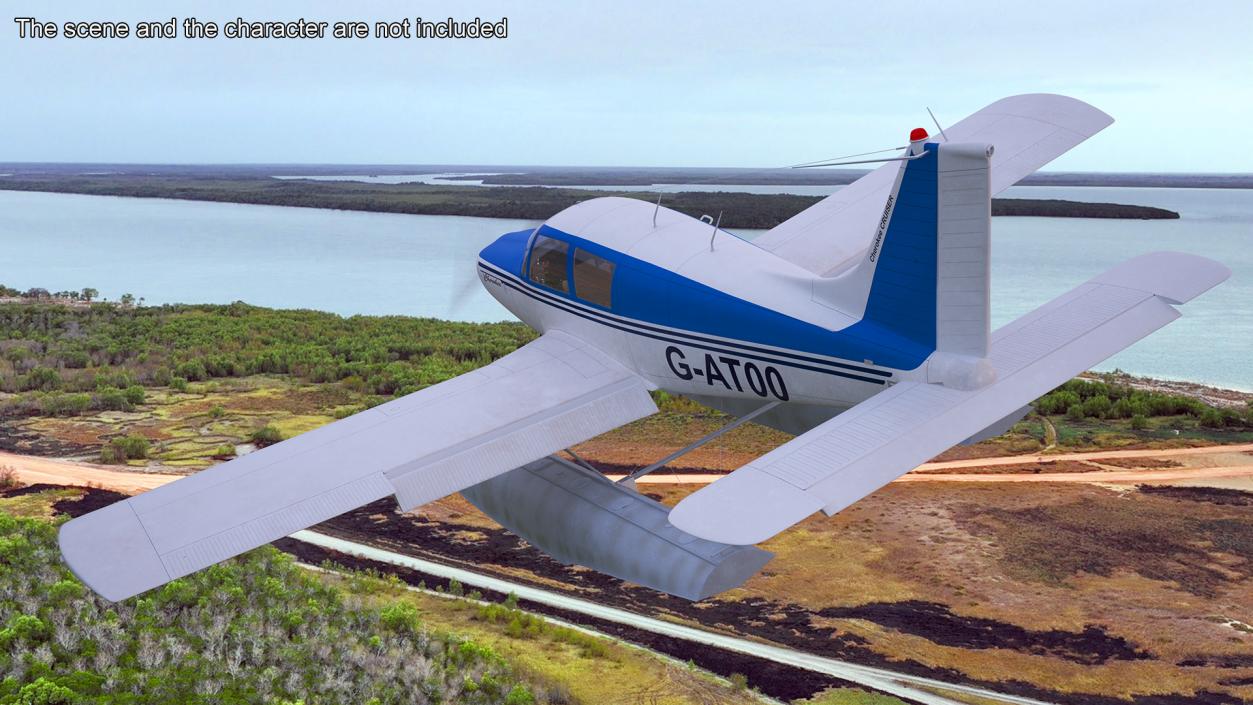 Personal Seaplane Aircraft Piper PA-28 Cherokee Rigged 3D model