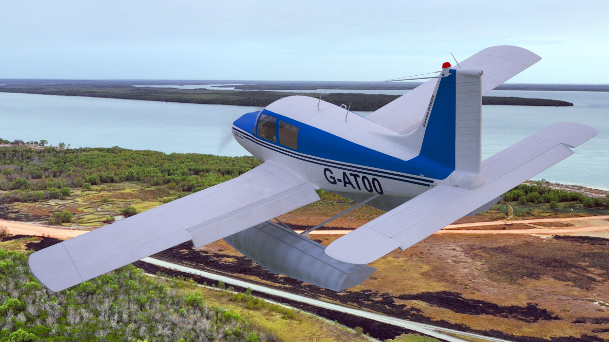 Personal Seaplane Aircraft Piper PA-28 Cherokee Rigged 3D model