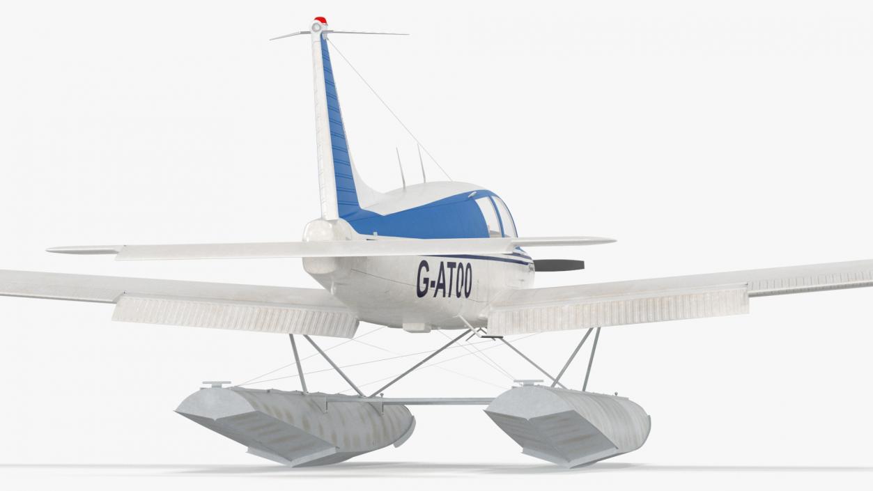 Personal Seaplane Aircraft Piper PA-28 Cherokee Rigged 3D model