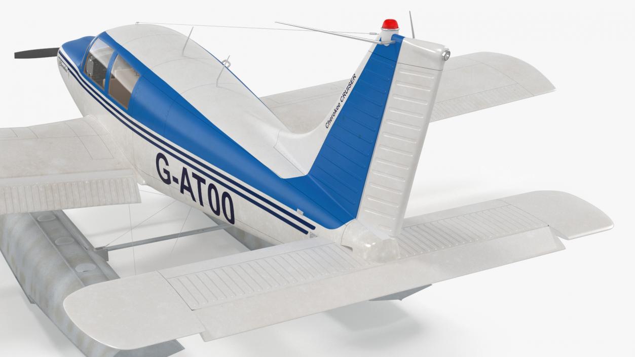 Personal Seaplane Aircraft Piper PA-28 Cherokee Rigged 3D model