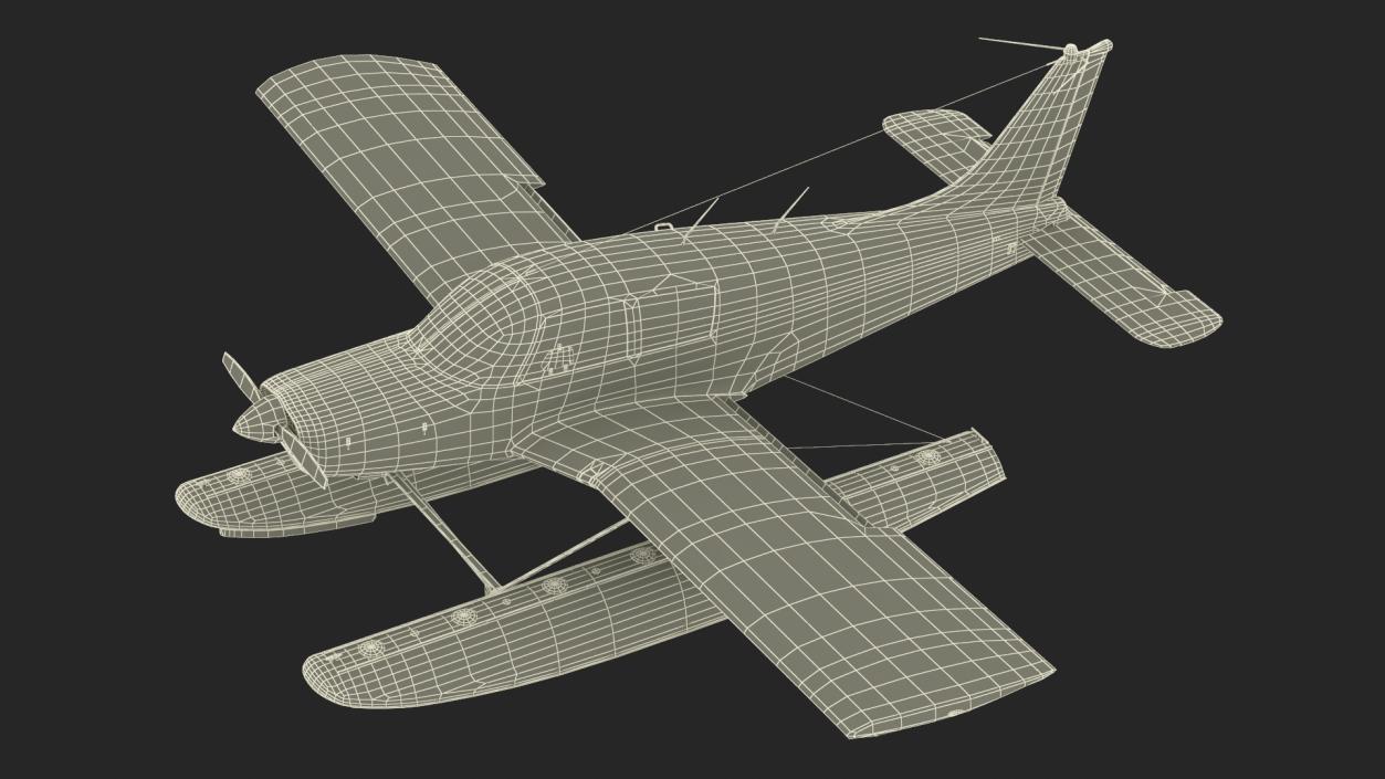 Personal Seaplane Aircraft Piper PA-28 Cherokee Rigged 3D model