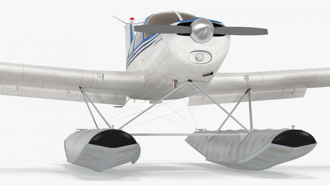 Personal Seaplane Aircraft Piper PA-28 Cherokee Rigged 3D model