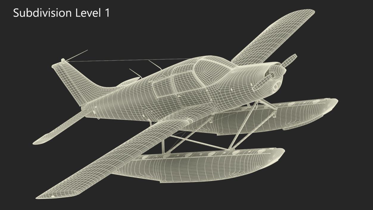 Personal Seaplane Aircraft Piper PA-28 Cherokee Rigged 3D model