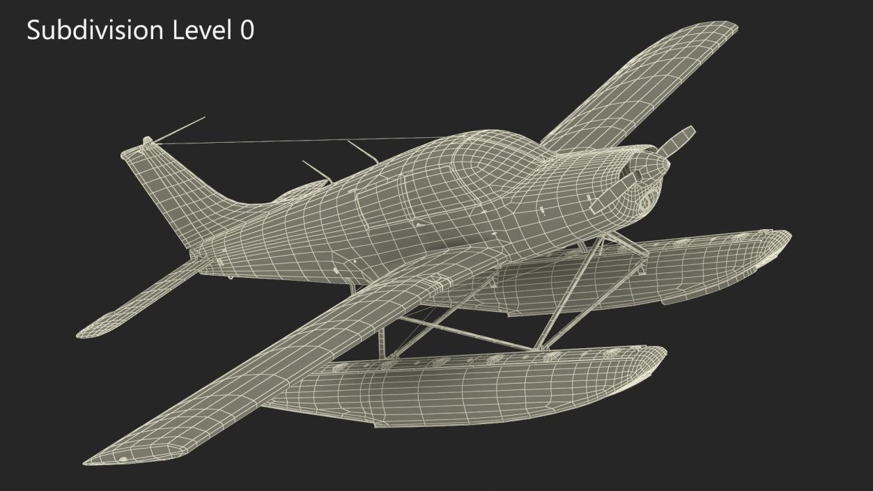 Personal Seaplane Aircraft Piper PA-28 Cherokee Rigged 3D model