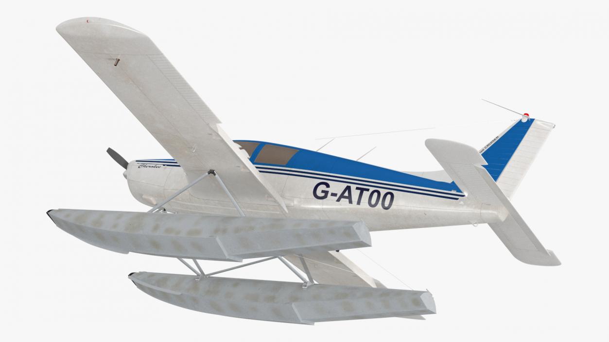 Personal Seaplane Aircraft Piper PA-28 Cherokee Rigged 3D model