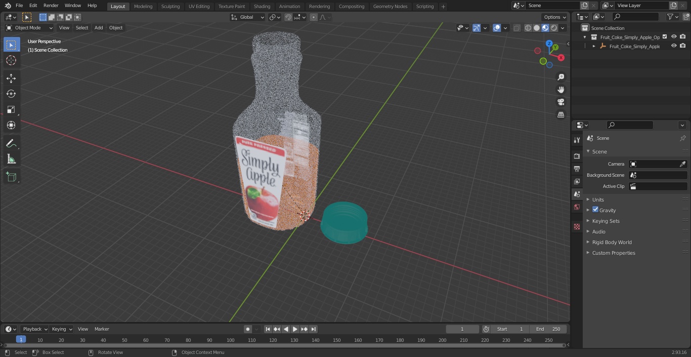 3D Fruit Coke Simply Apple Open model