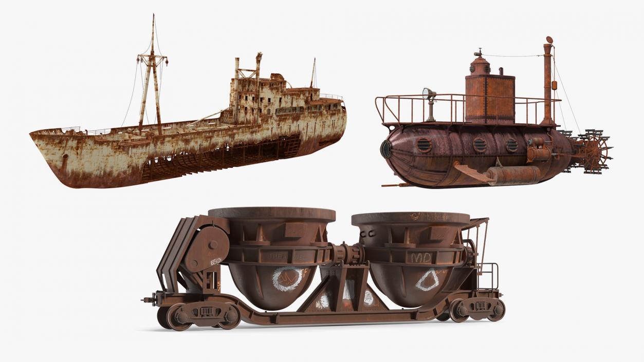 3D model Rusty Vehicles Collection