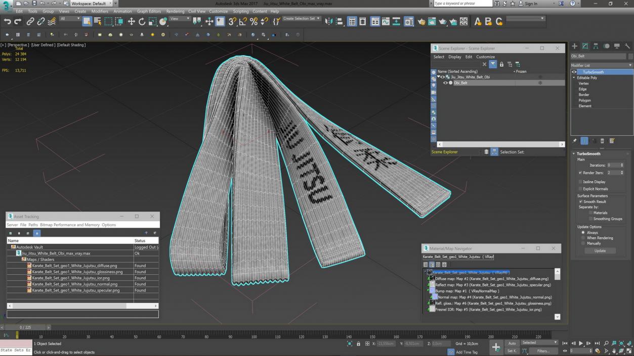 Jiu Jitsu White Belt Obi 3D model