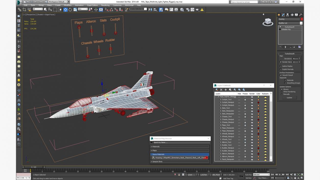 3D model HAL Tejas Multirole Light Fighter Rigged