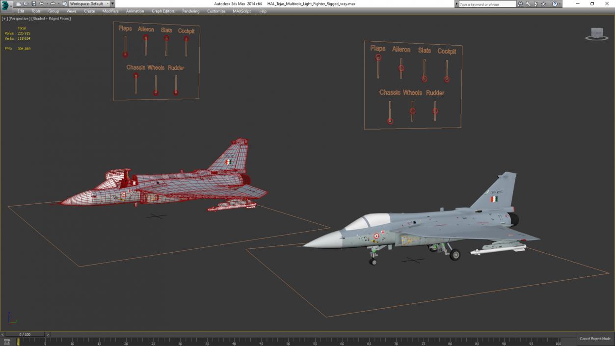 3D model HAL Tejas Multirole Light Fighter Rigged