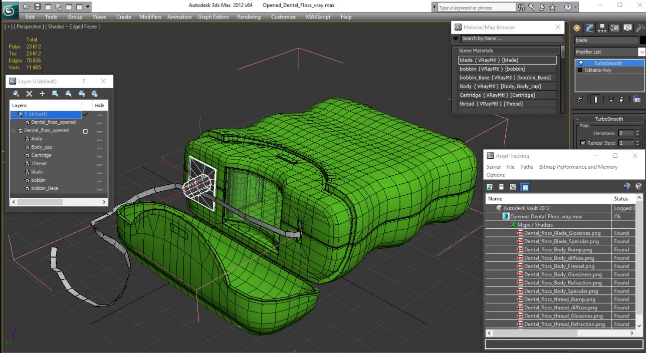 Opened Dental Floss 3D model