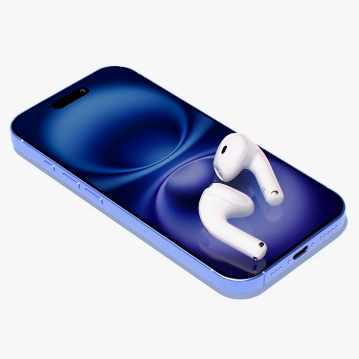 3D Apple AirPods 4 Headphones with iPhone 16