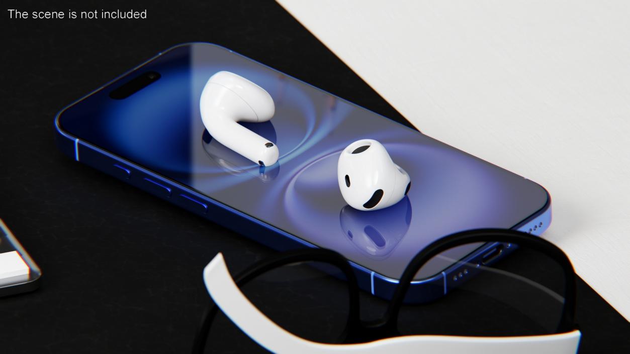 3D Apple AirPods 4 Headphones with iPhone 16