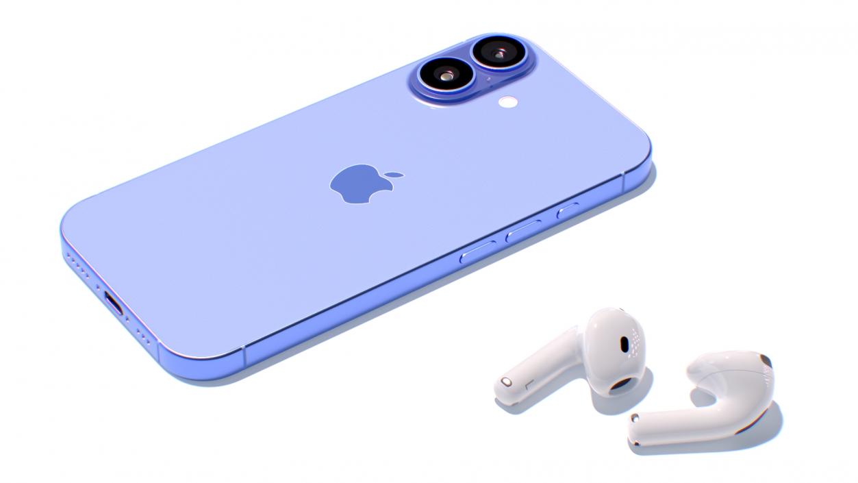 3D Apple AirPods 4 Headphones with iPhone 16