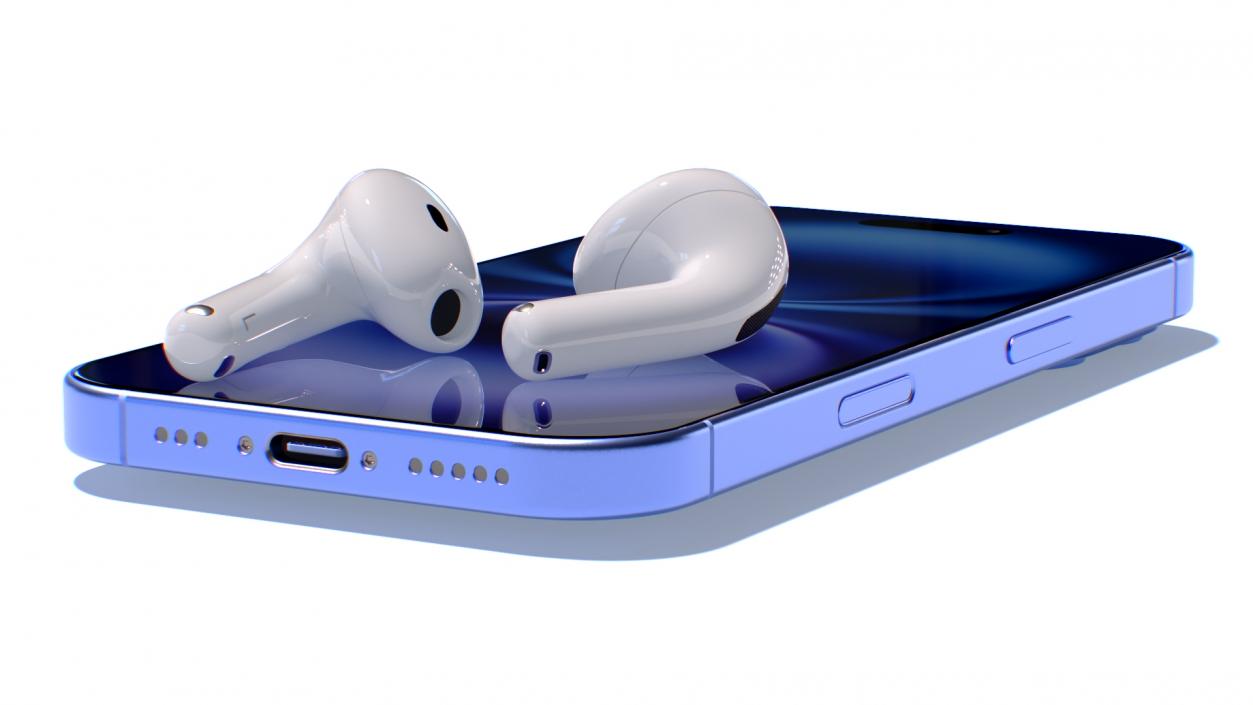 3D Apple AirPods 4 Headphones with iPhone 16