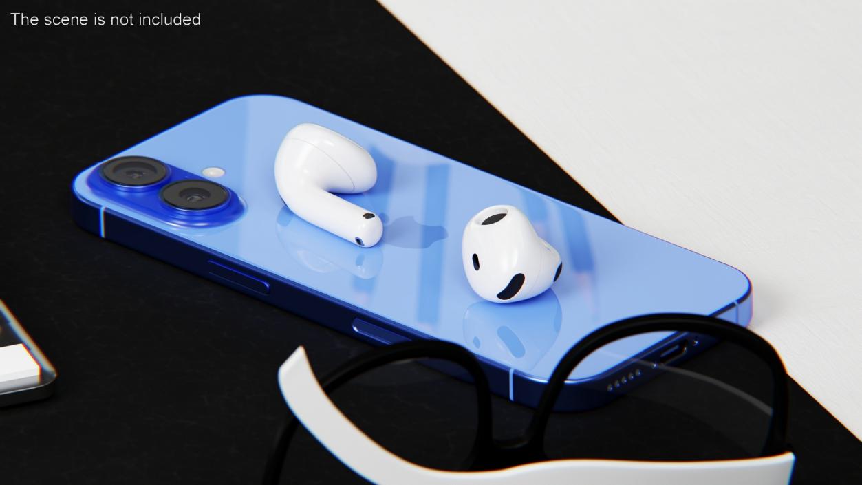 3D Apple AirPods 4 Headphones with iPhone 16