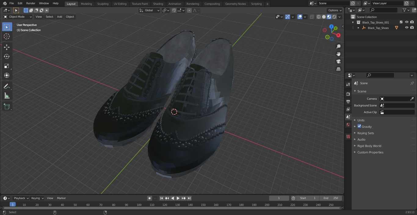 3D model Black Tap Shoes