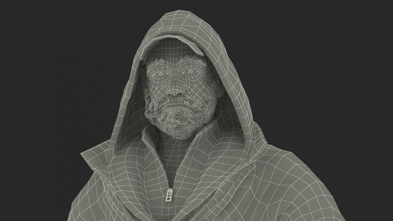 3D model Homeless Old Man Begs for Alms