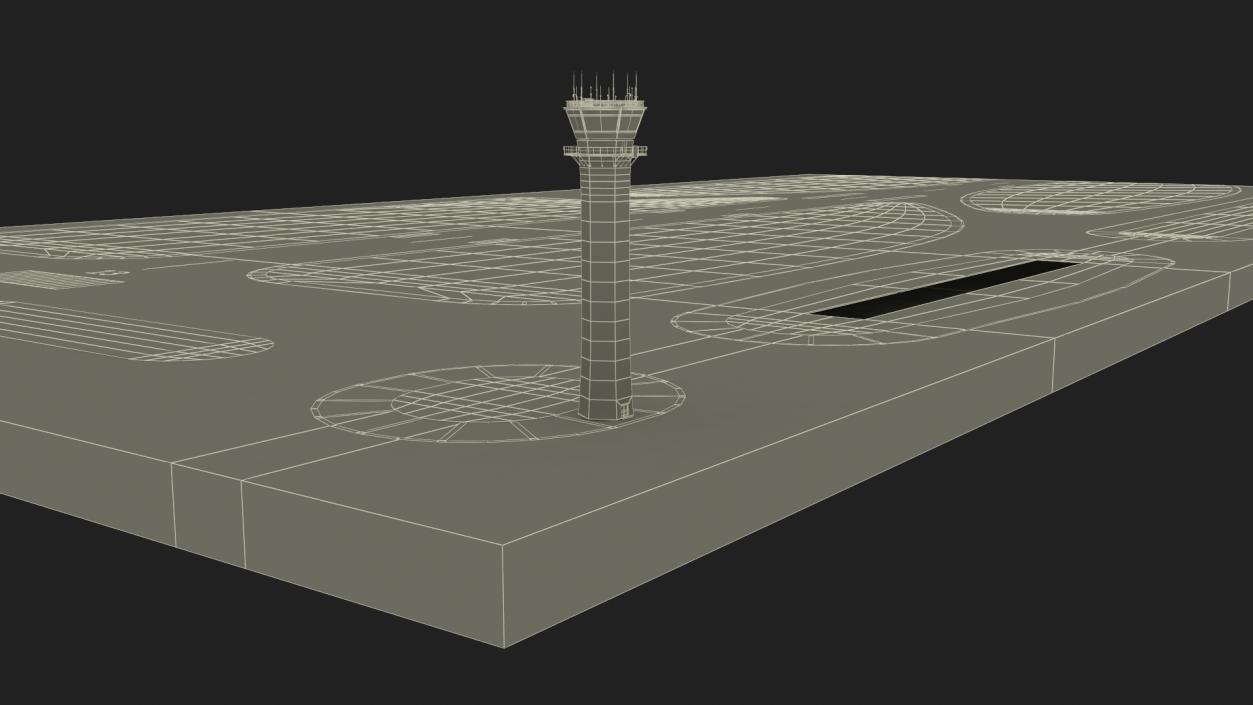 Runway and Airport Control Tower 3D