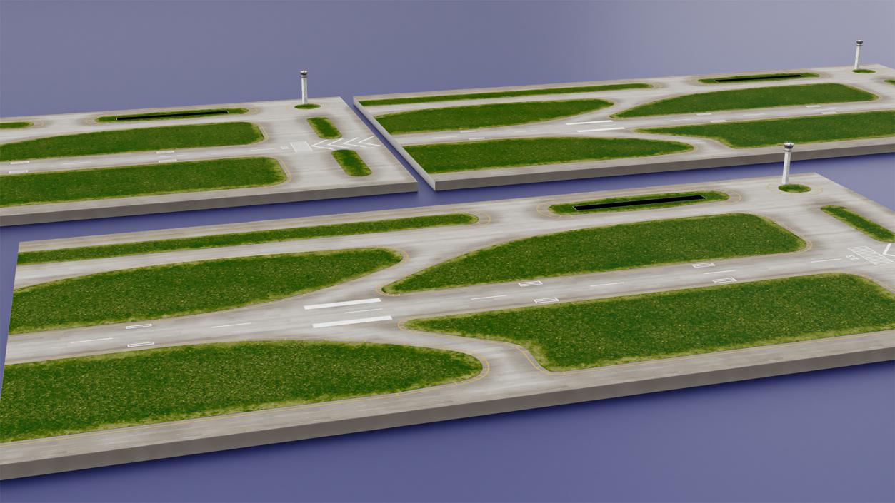 Runway and Airport Control Tower 3D