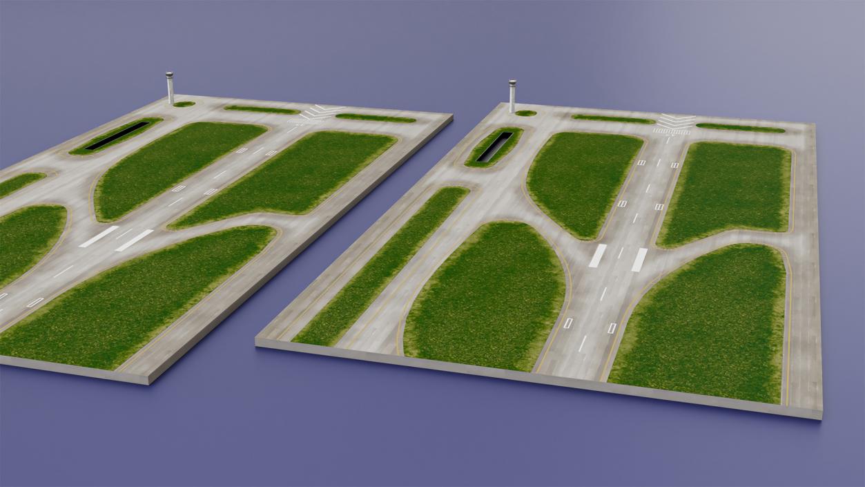 Runway and Airport Control Tower 3D